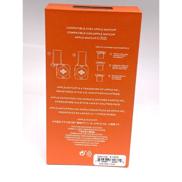 Tory Burch Apple Watch Band Case Size 38-45mm Brown Leather Strap TBS0100E - Picture 2 of 10